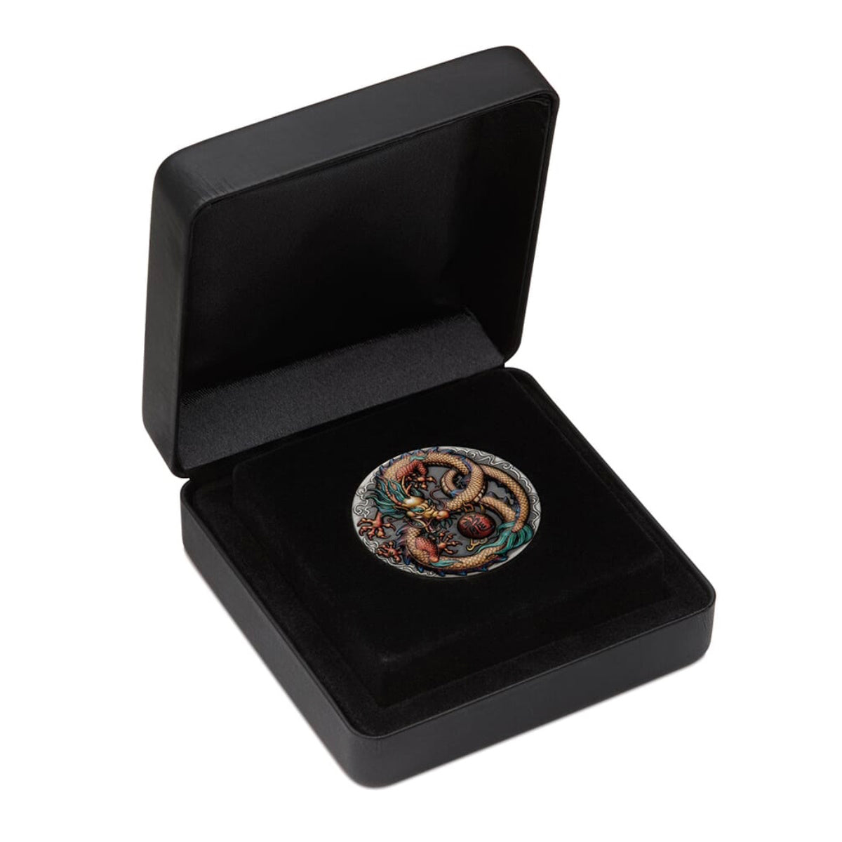 2022 2oz Dragon Silver Coloured Antiqued Coin