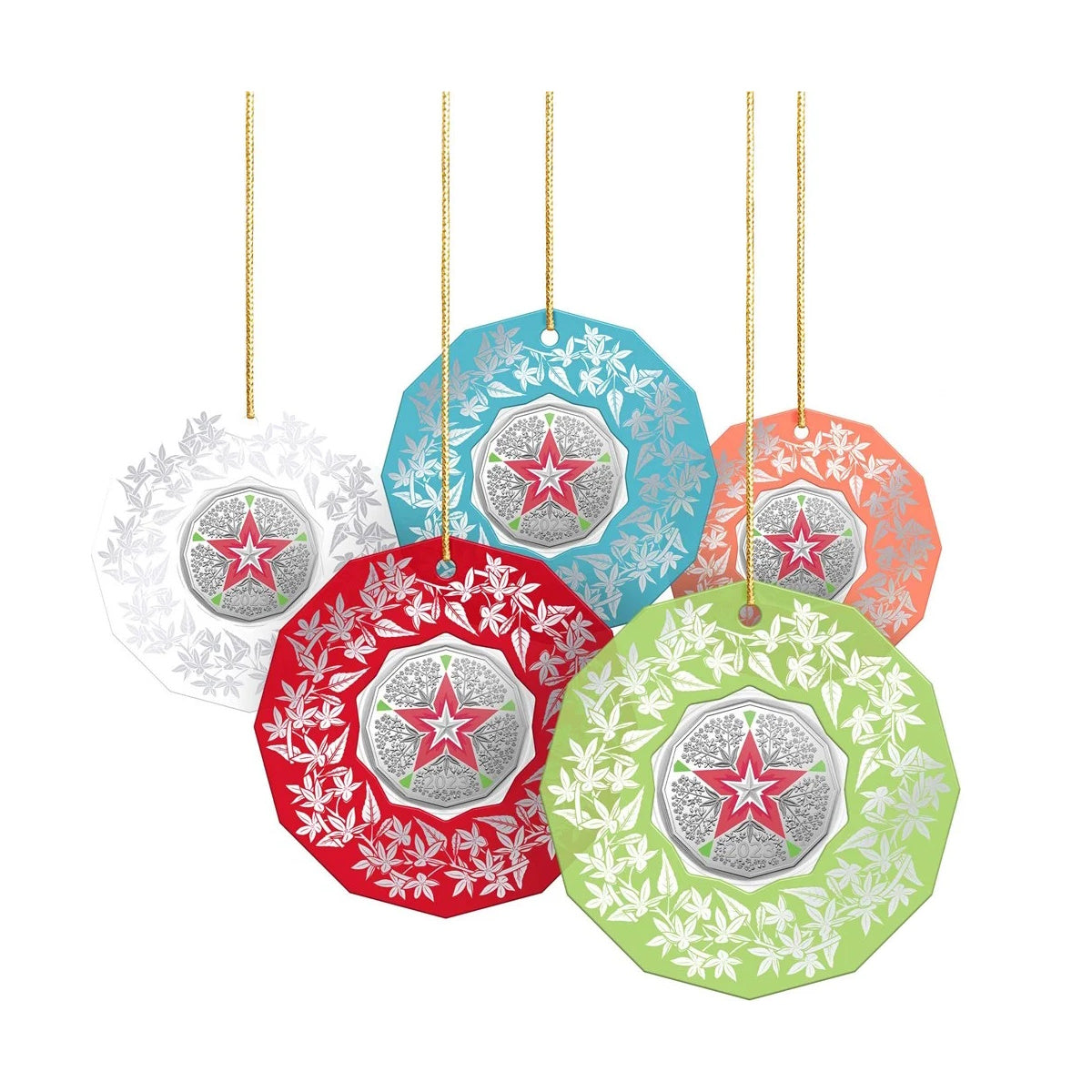 2023 Christmas Decoration – Festive Floral 50c Uncirculated Coloured Coin
