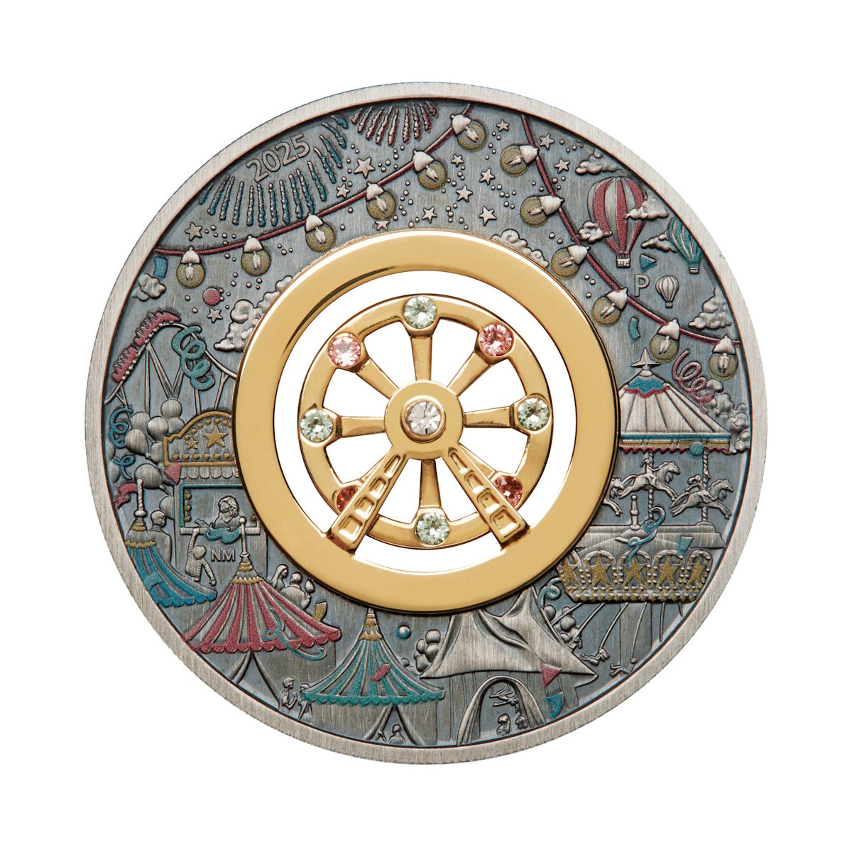 2025 Ferris Wheel 2oz Silver Antiqued Coloured Coin