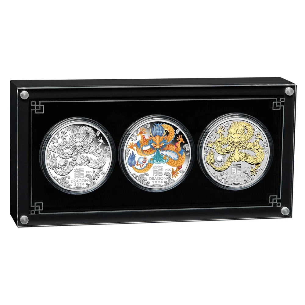 2024 Australian Lunar Series III Year of the Dragon 1oz Silver Trio