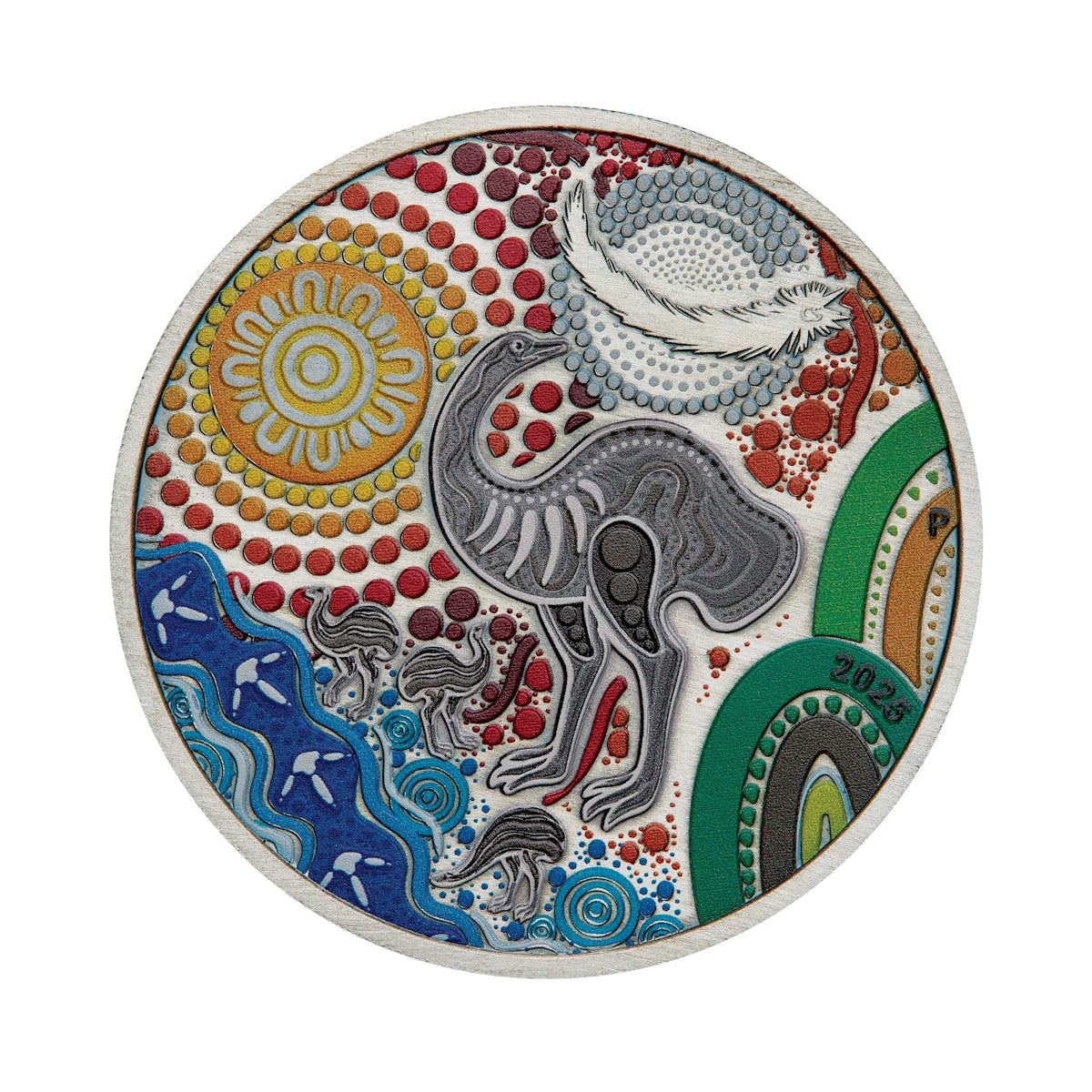 2025 Emu Utingat 2oz Silver Antiqued Coloured Coin