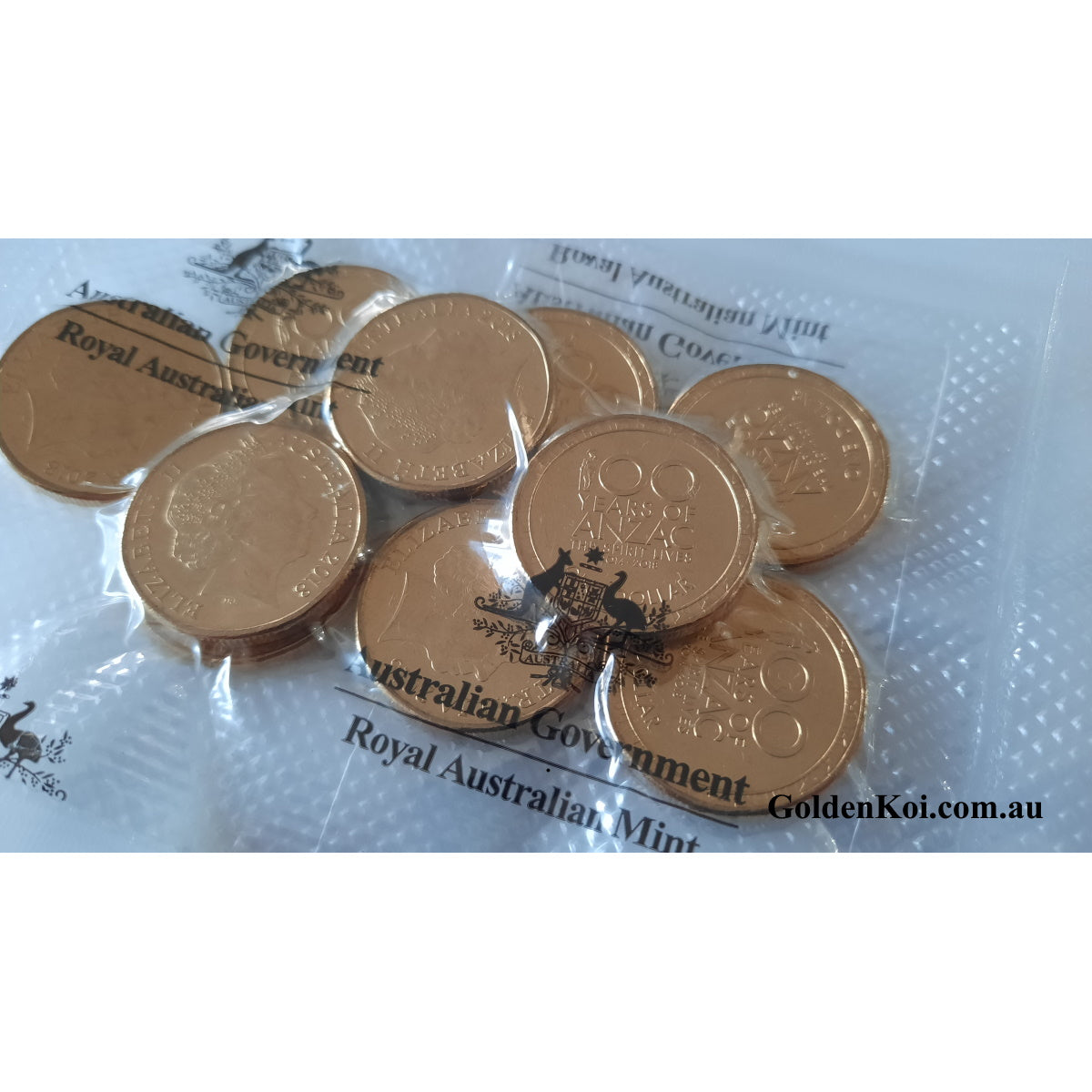 2018 100 Years of ANZAC The Spirit Lives 2014 - 2018 $1 10 Coins Bag Sachet