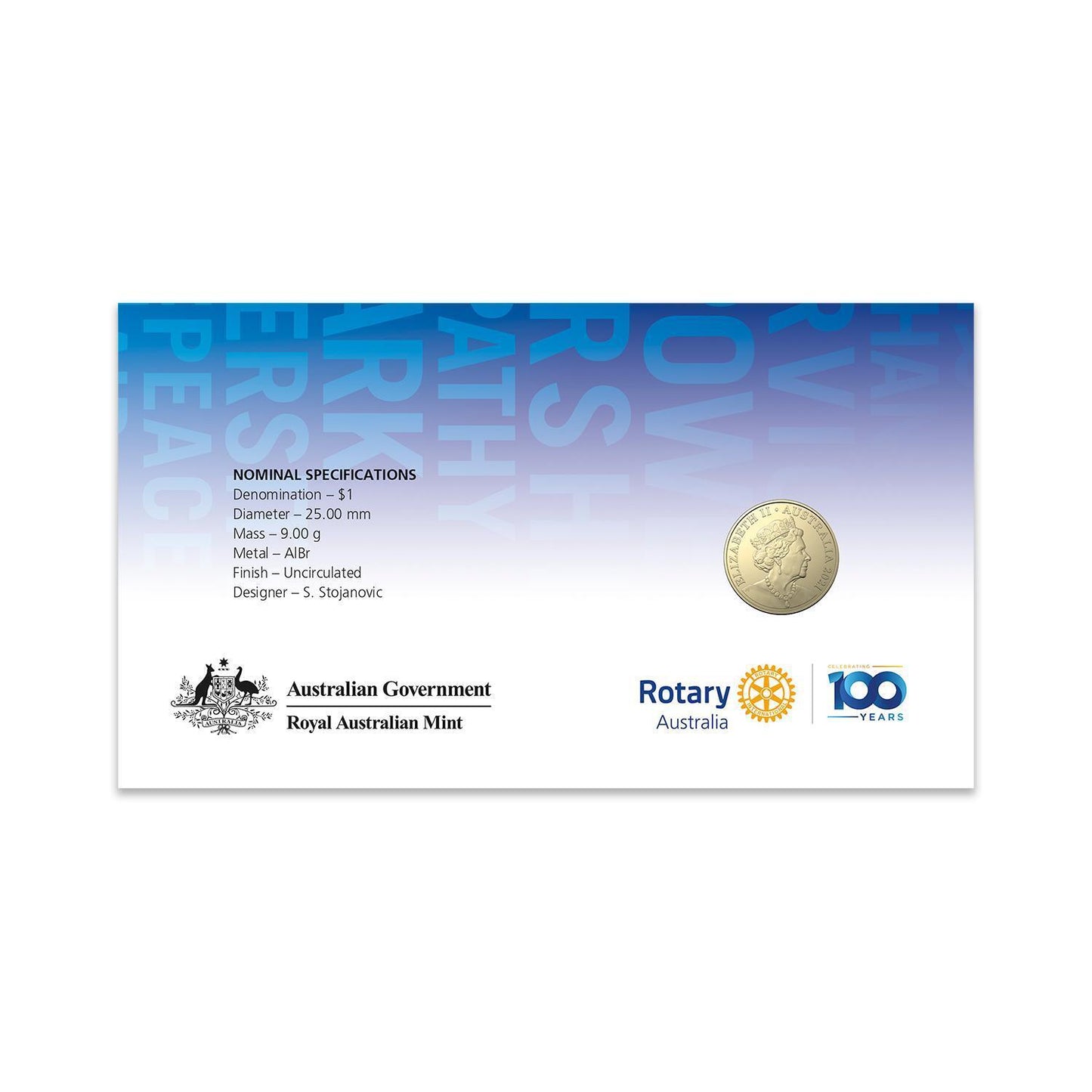 2021 Centenary of Rotary in Australia $1 PNC
