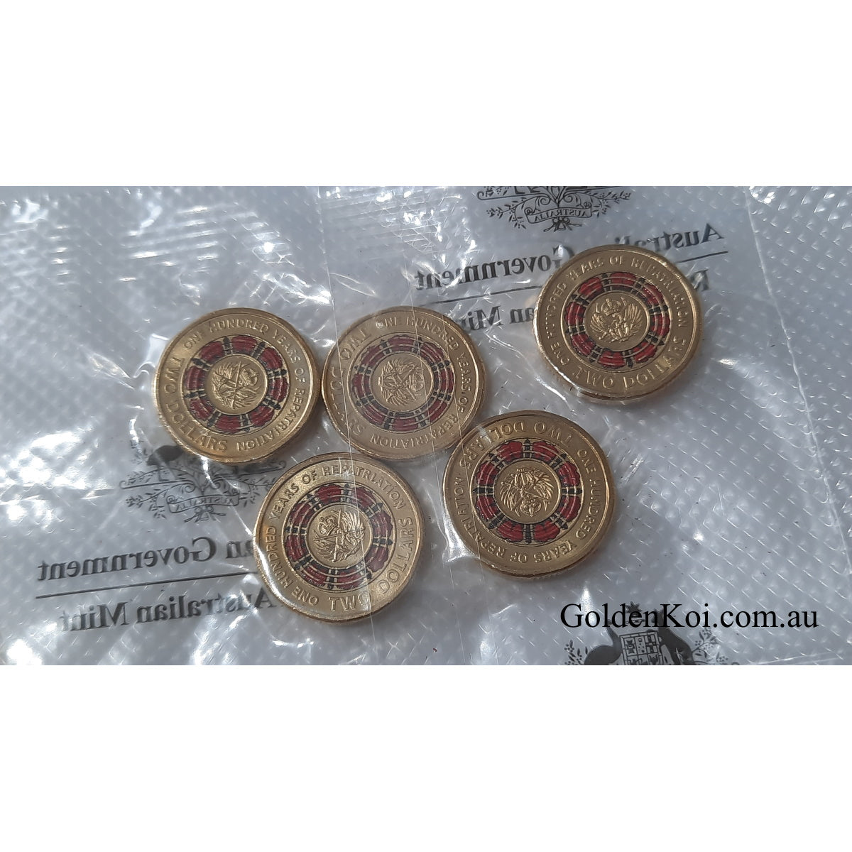 2019 100 Years of Repatriation Coloured $2 5 coins bag sachet