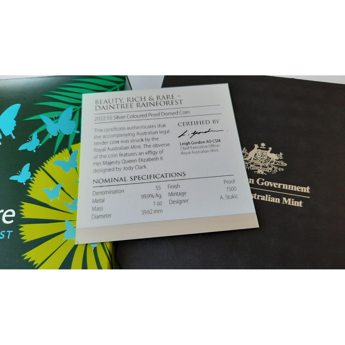 2022 Daintree Rainforest $5 Silver Coloured Proof Domed Coin