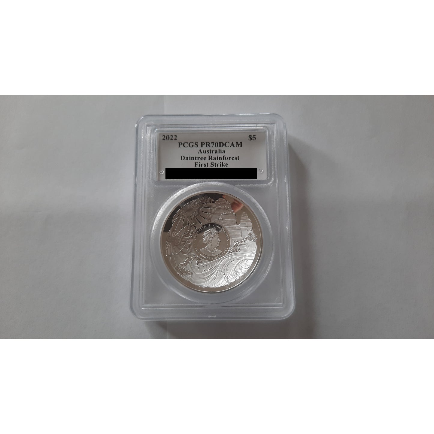 2022 1oz Daintree Rainforest $5 PR-70 PCGS (FS) Silver Coloured Proof Domed Coin