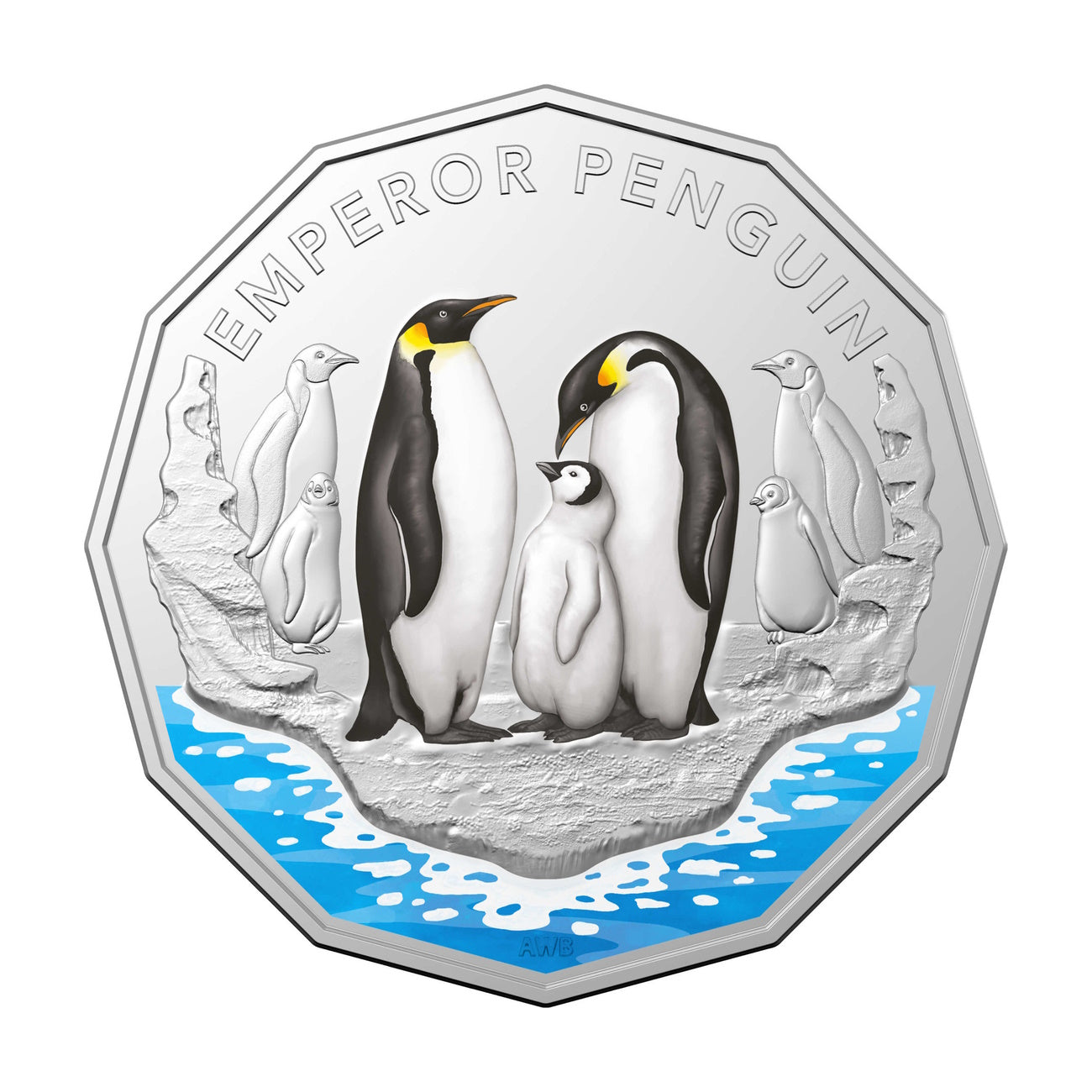 2023 Emperor Penguin - Australian Antarctic Territory Series 50c Coloured UNC Coin