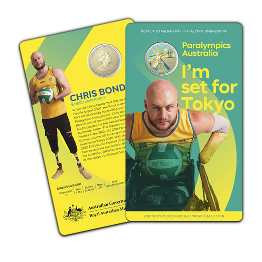 2020 Australian Paralympic Team - Ambassador Chris Bond $1 Coloured Coin on Card