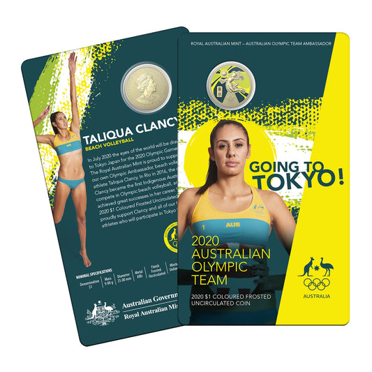 2020 Australian Olympic Team - Ambassador Taliqua Clancy $1 Coloured Coin on Card