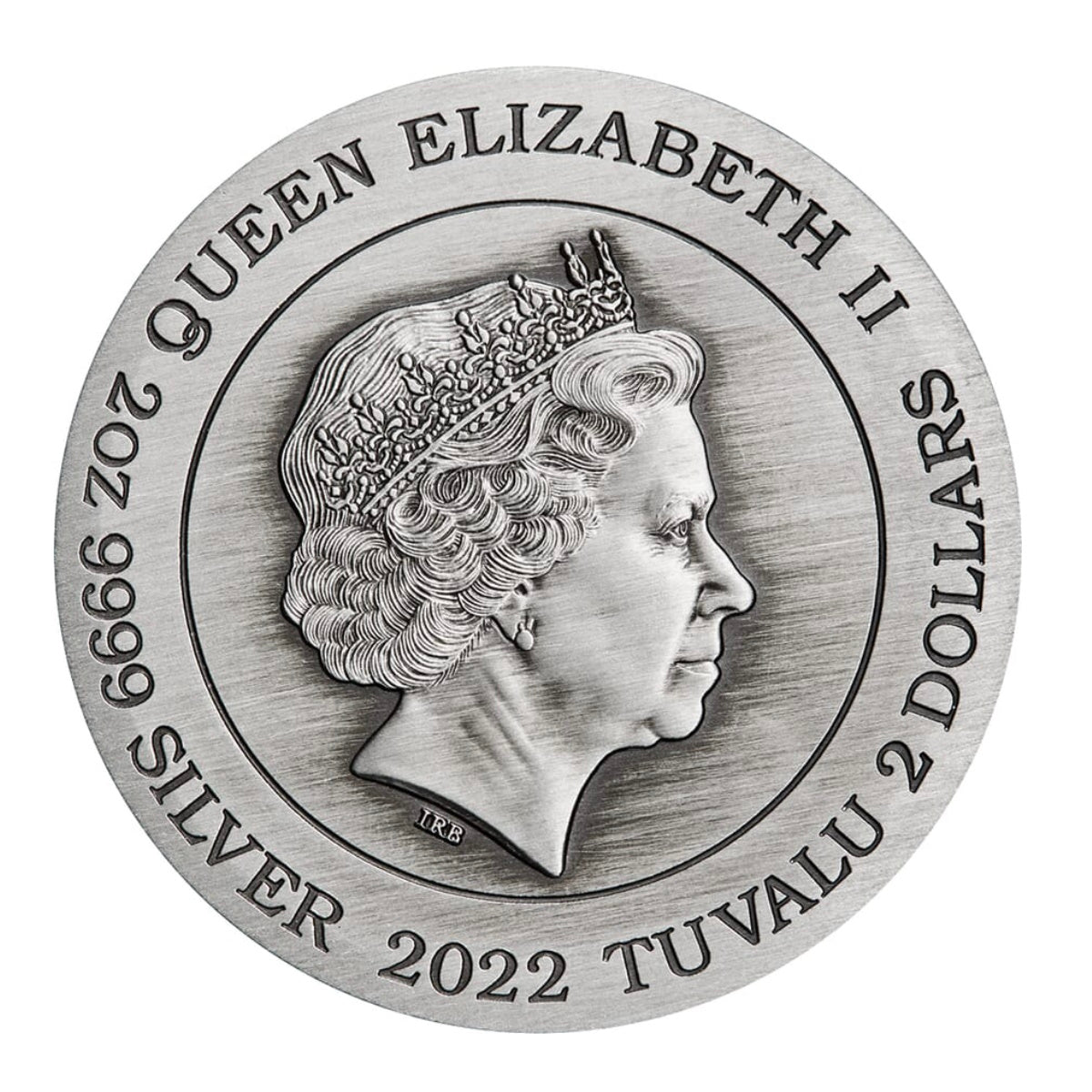 2022 2oz Dragon Silver Coloured Antiqued Coin