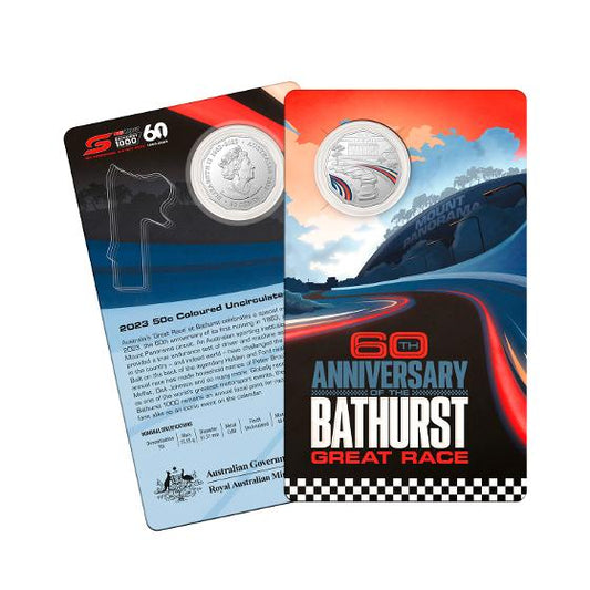 2023 60th Anniversary of the Bathurst Great Race 50c Coloured Uncirculated Coin