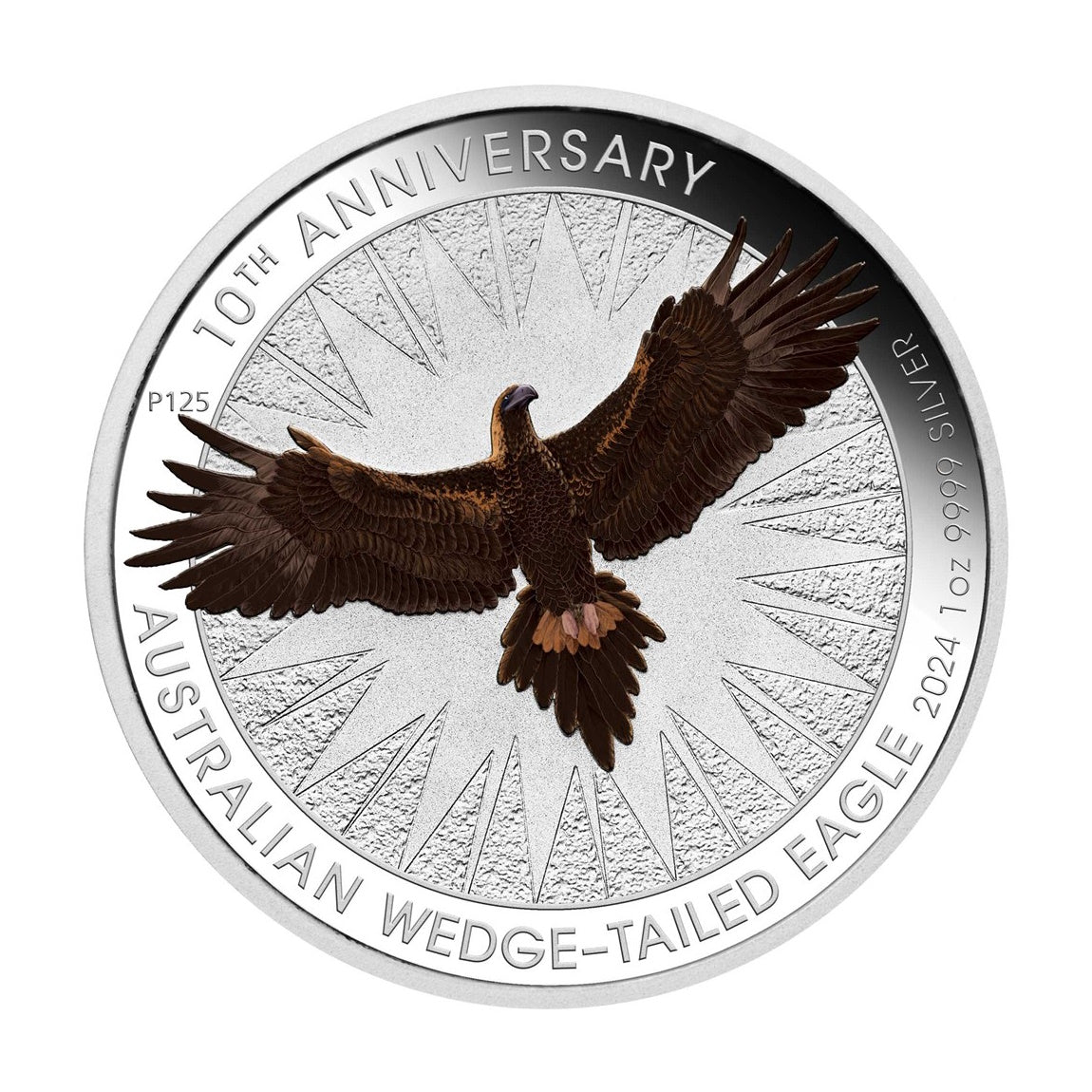 2024 Australian Wedge-tailed Eagle 10th Anniversary 1oz Silver Coloured Coin in Card