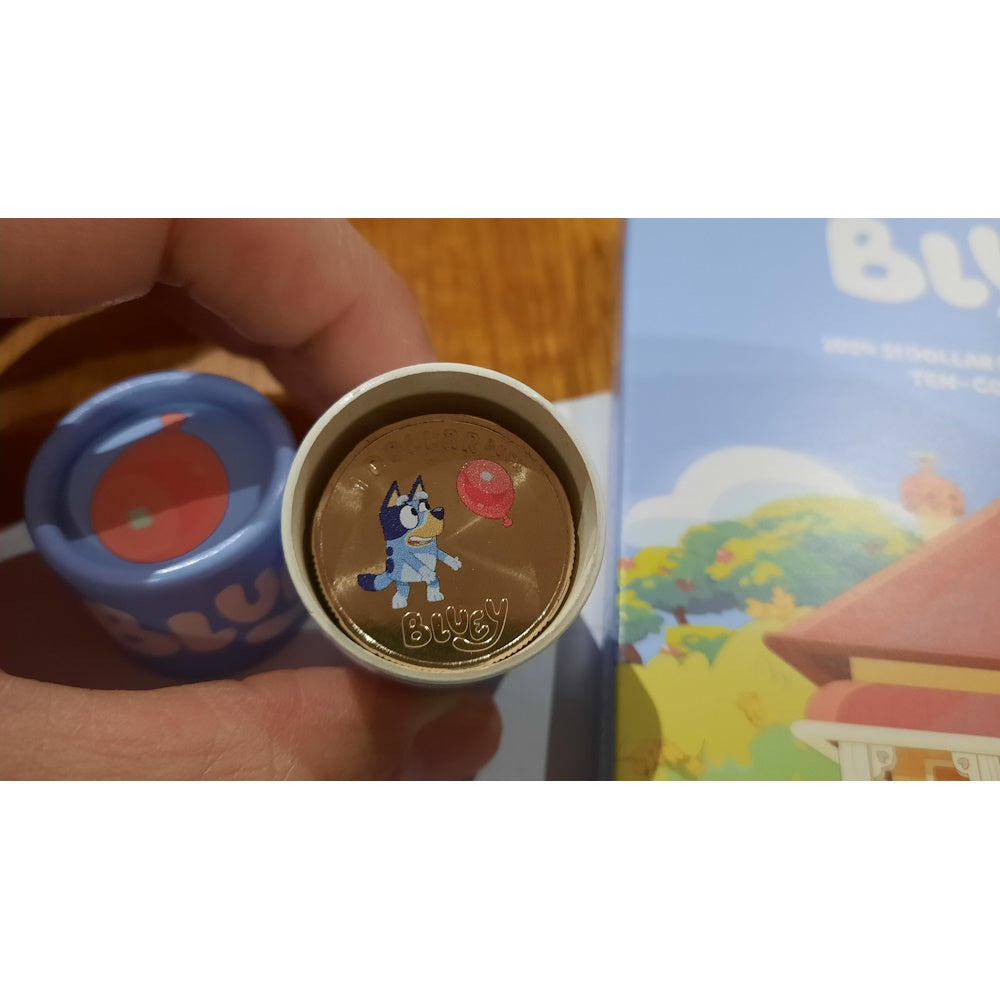 2024 Bluey $1 10 Coins Tube and Collection Folder with Coloured Coin