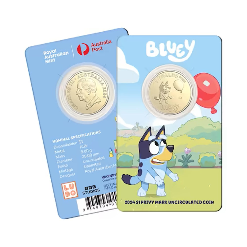 2024 $1 Bluey Envelope Privy Mark Carded Coin Set