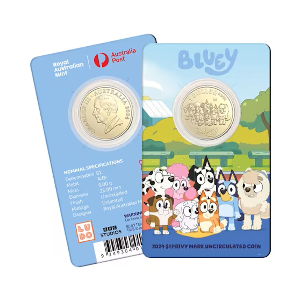 2024 $1 Bluey Envelope Privy Mark Carded Coin Set