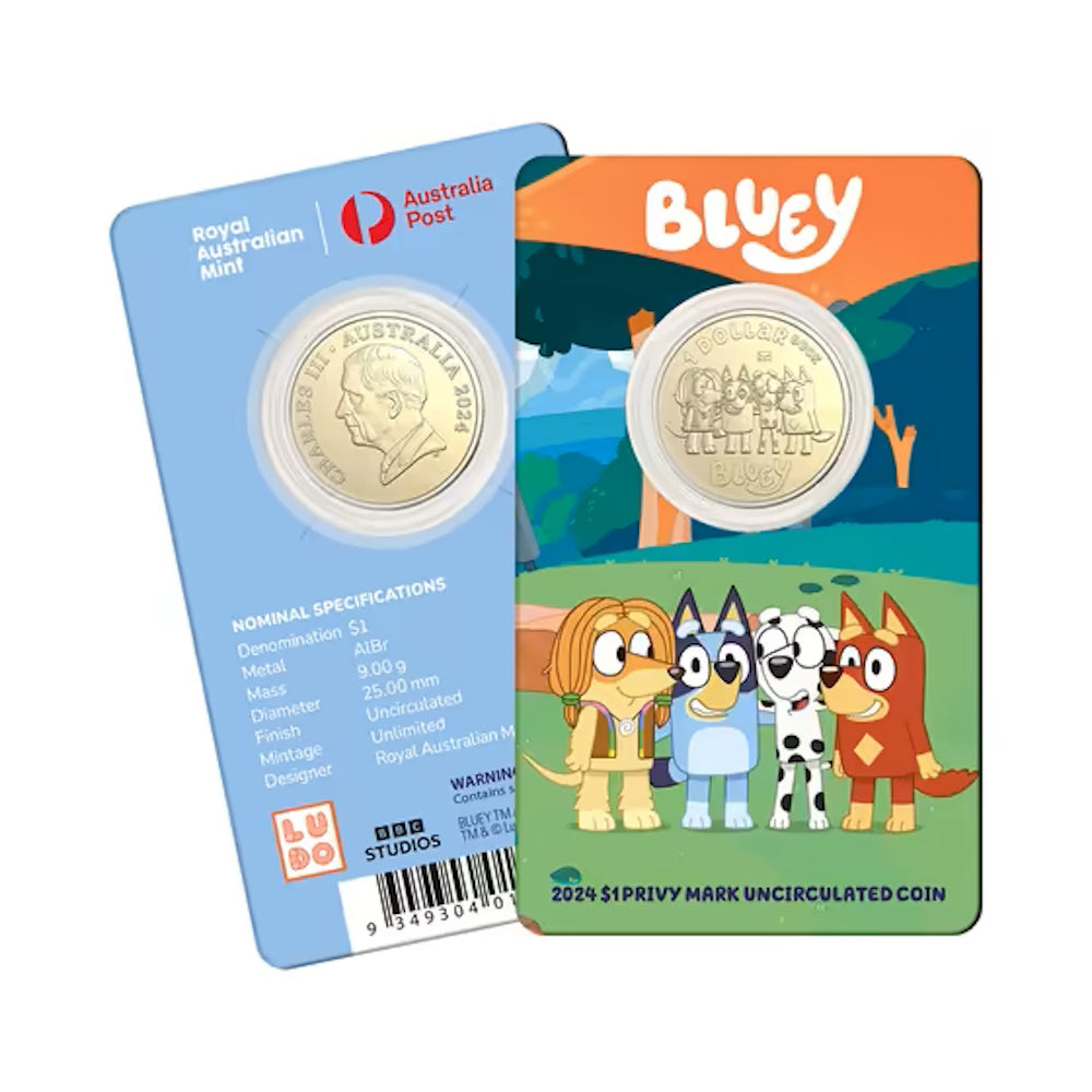 2024 $1 Bluey Envelope Privy Mark Carded Coin Set