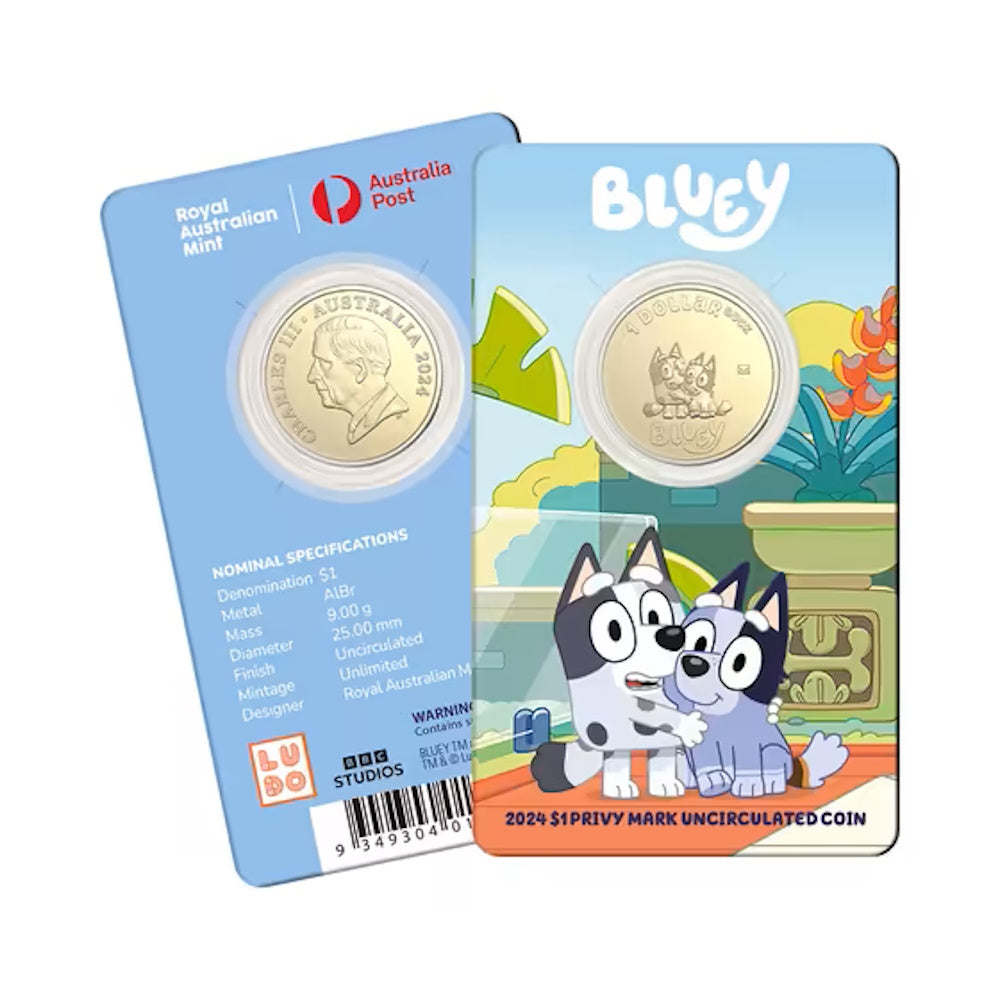 2024 $1 Bluey Envelope Privy Mark Carded Coin Set