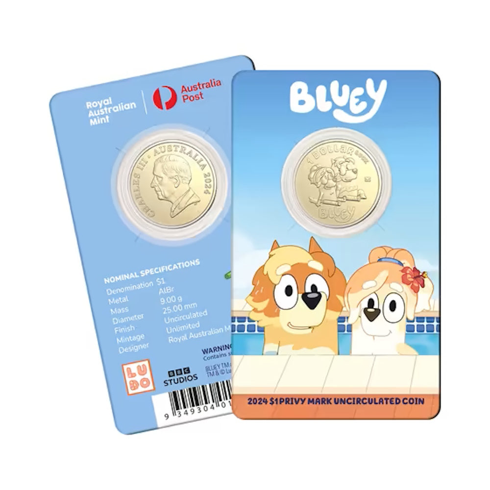 2024 $1 Bluey Envelope Privy Mark Carded Coin Set