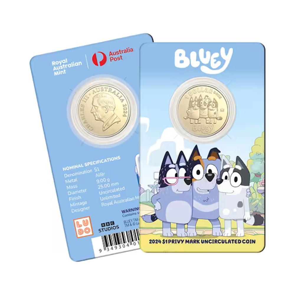 2024 $1 Bluey Envelope Privy Mark Carded Coin Set