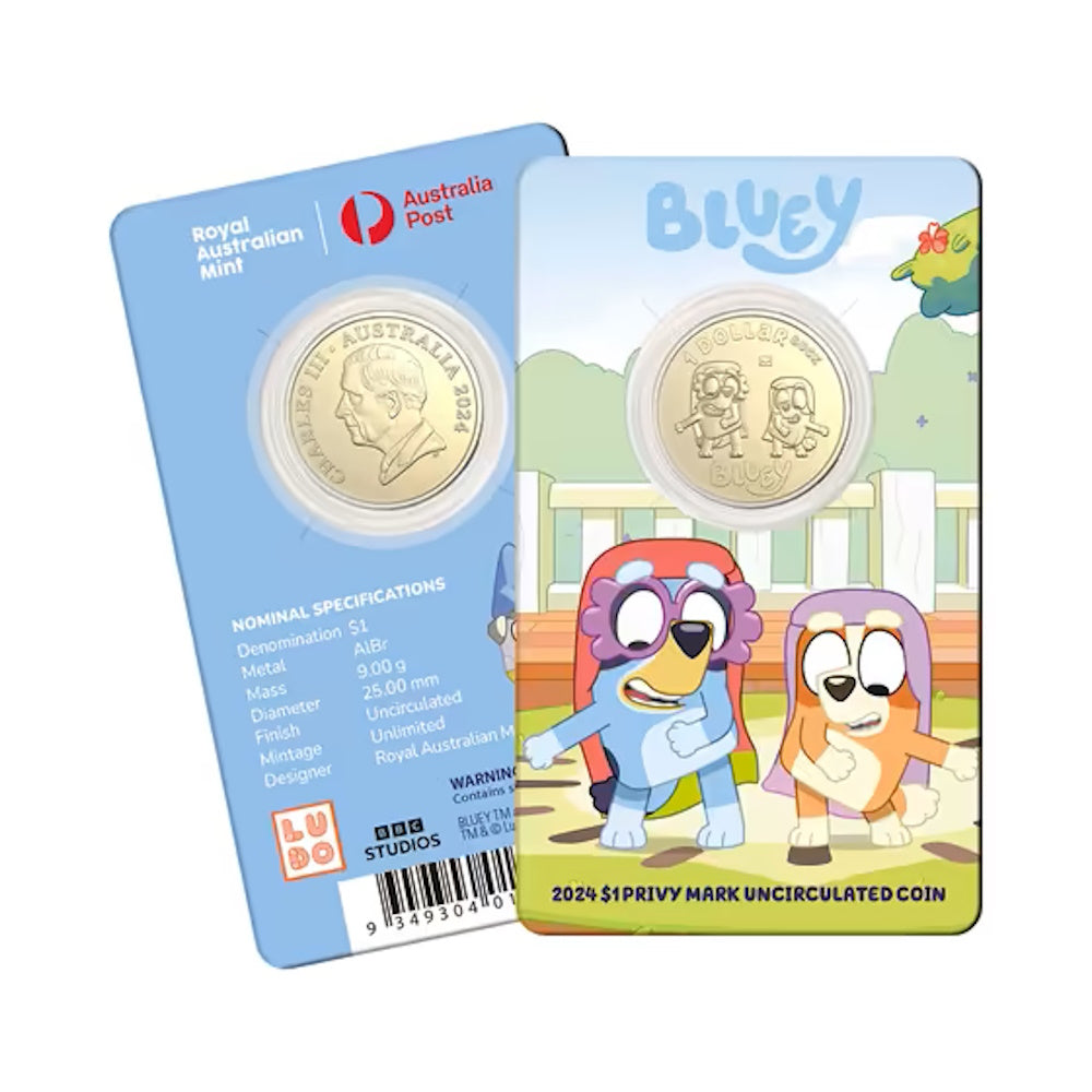 2024 $1 Bluey Envelope Privy Mark Carded Coin Set