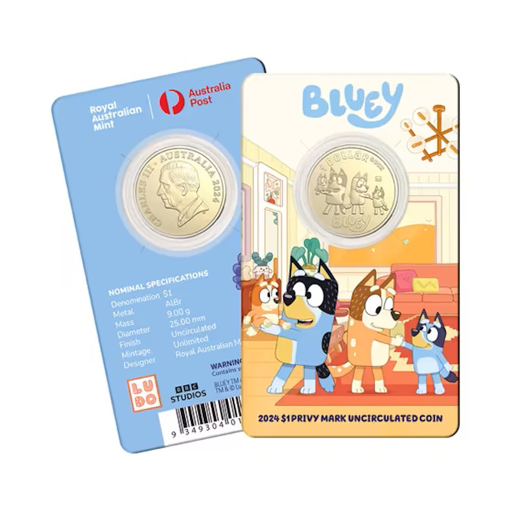 2024 $1 Bluey Envelope Privy Mark Carded Coin Set