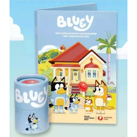 2024 Bluey $1 10 Coins Tube and Collection Folder - Opened Tube