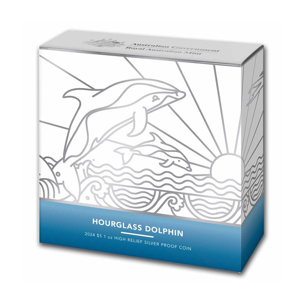 2024 Hourglass Dolphin $5 1oz High Relief Silver Proof