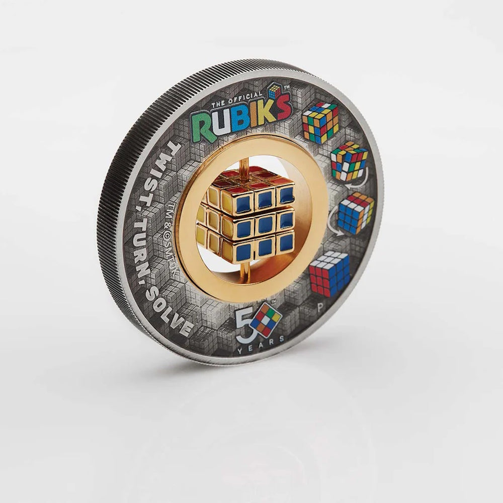 2024 Rubik's Cube 50th Anniversary $2 2oz Silver Antiqued Coloured Coin