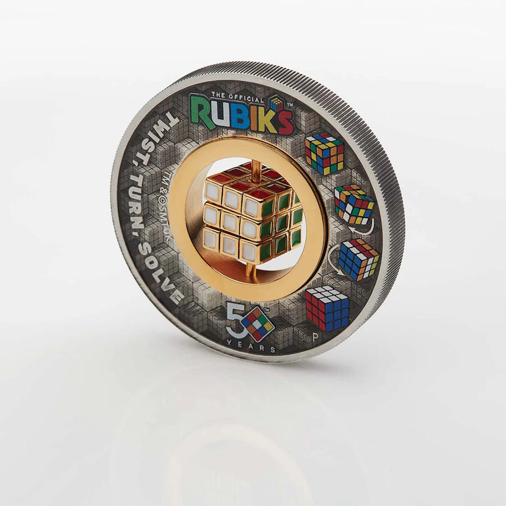 2024 Rubik's Cube 50th Anniversary $2 2oz Silver Antiqued Coloured Coin