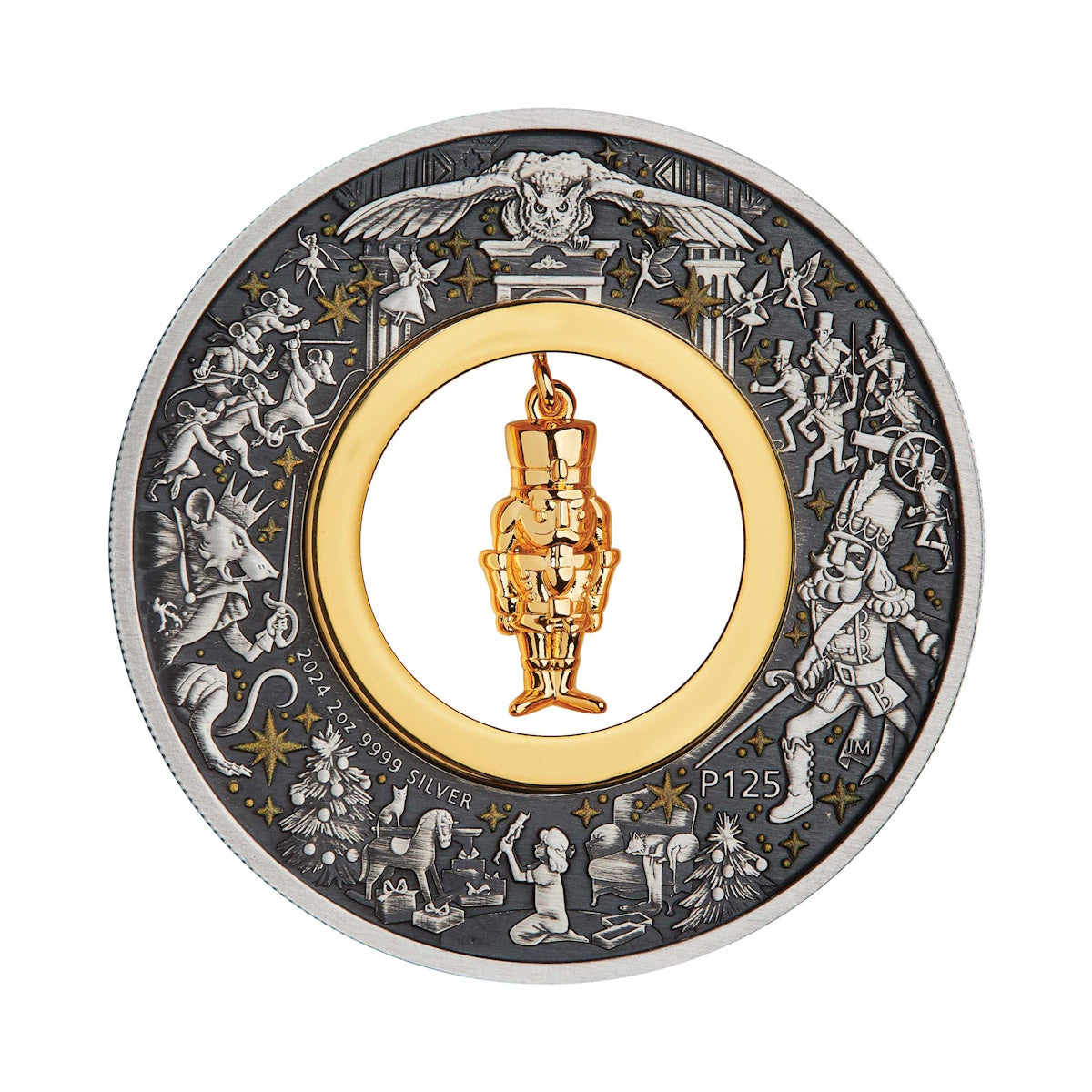 2024 The Christmas Nutcracker 2oz Silver Antiqued Coloured Coin