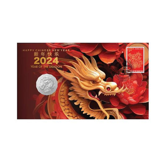2024 Lunar New Year of the Dragon 50c Postal Numismatic Cover