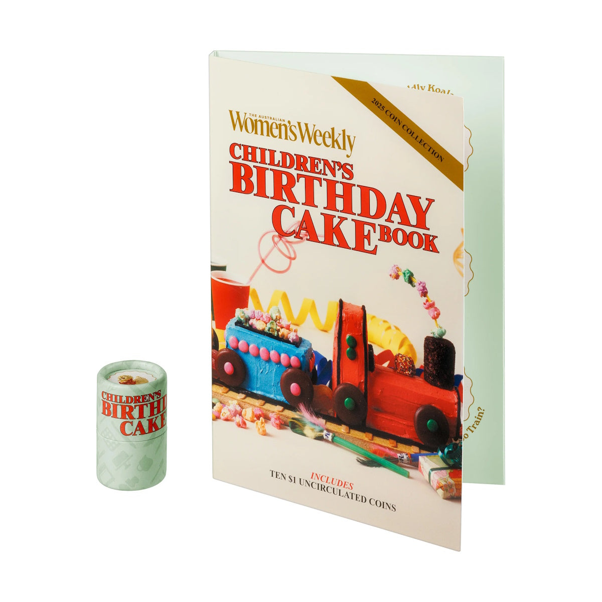 2025 Australia Women's Weekly Birthday Cake $1 Ten-Coin Collection Tube and Folder plus $2 Coloured Coin