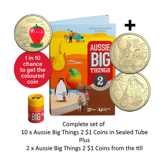 2025 Aussie Big Things 2 Folder and Tube Set Plus 2 Till Coins