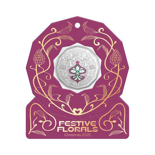 2025 Christmas Festive Florals 50c Uncirculated Coin