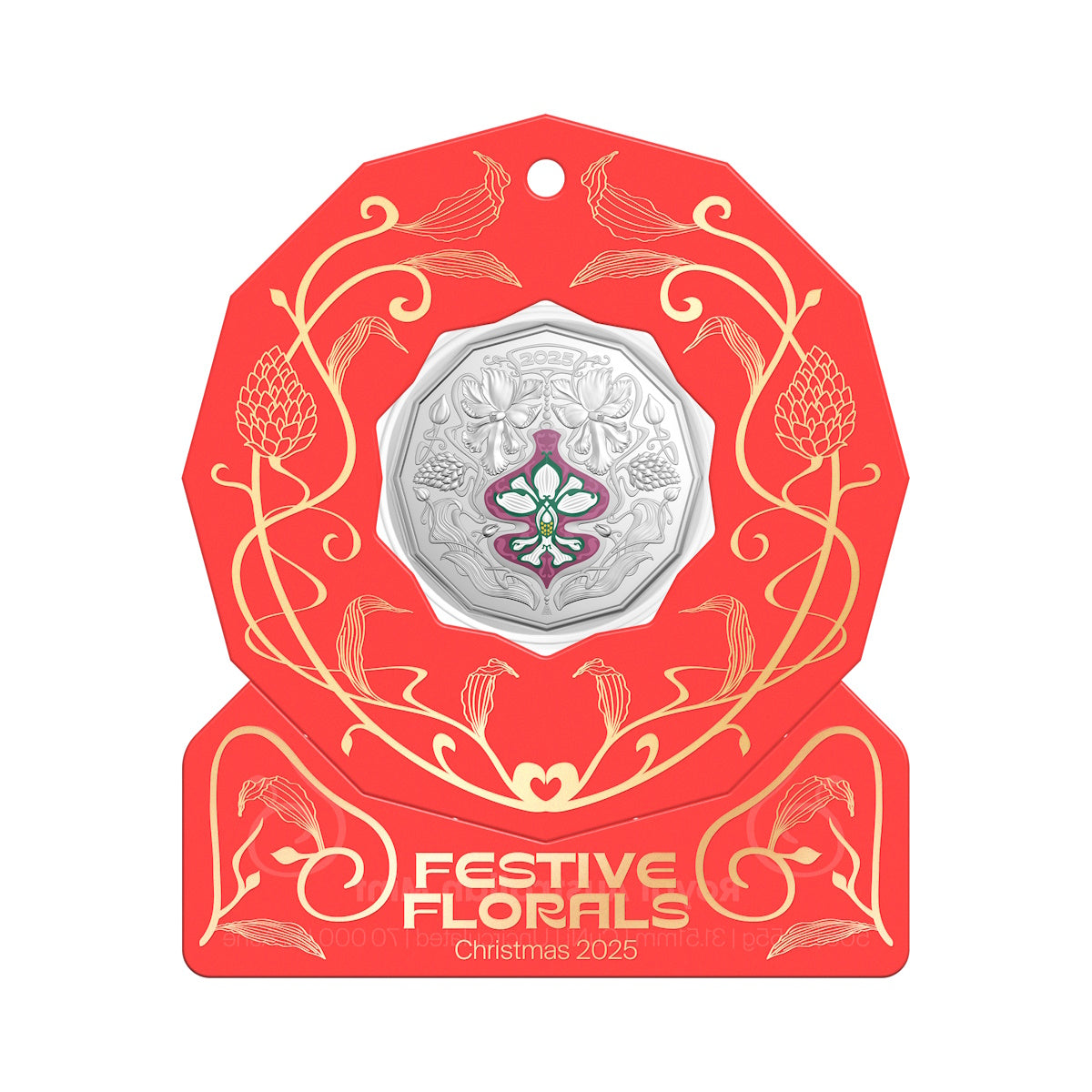 2025 Christmas Festive Florals 50c Uncirculated Coin