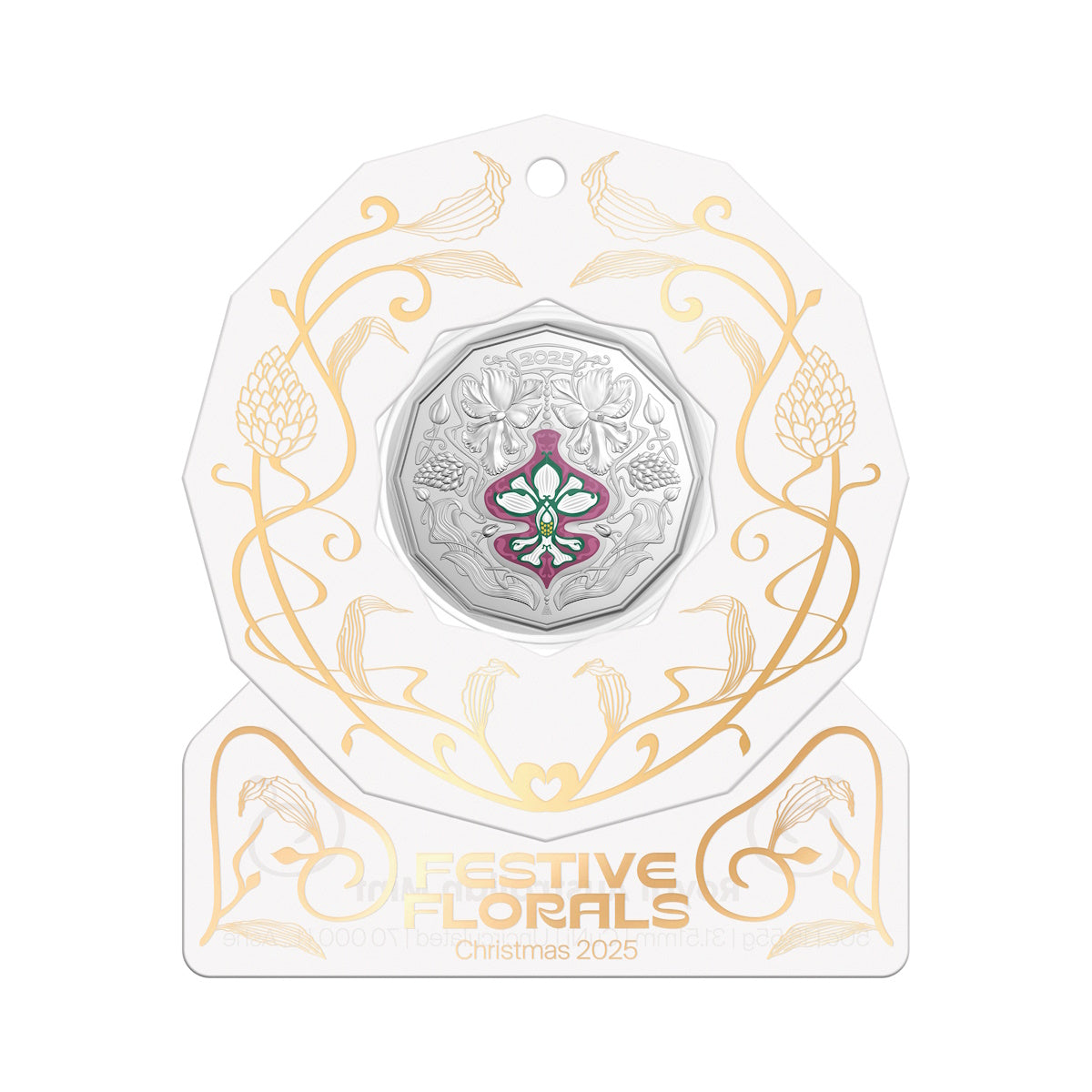 2025 Christmas Festive Florals 50c Uncirculated Coin