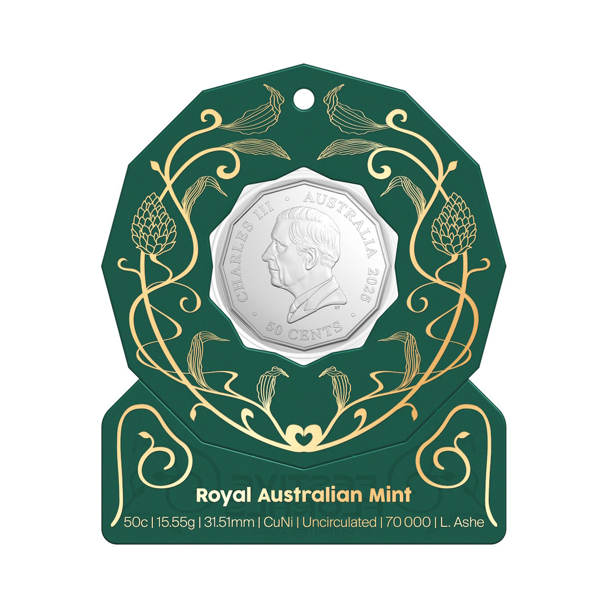 2025 Christmas Festive Florals 50c Uncirculated Coin