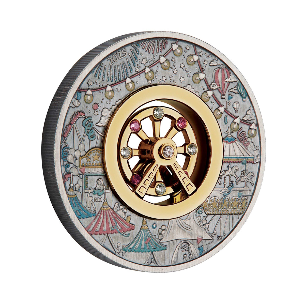 2025 Ferris Wheel 2oz Silver Antiqued Coloured Coin