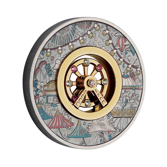 2025 Ferris Wheel 2oz Silver Antiqued Coloured Coin