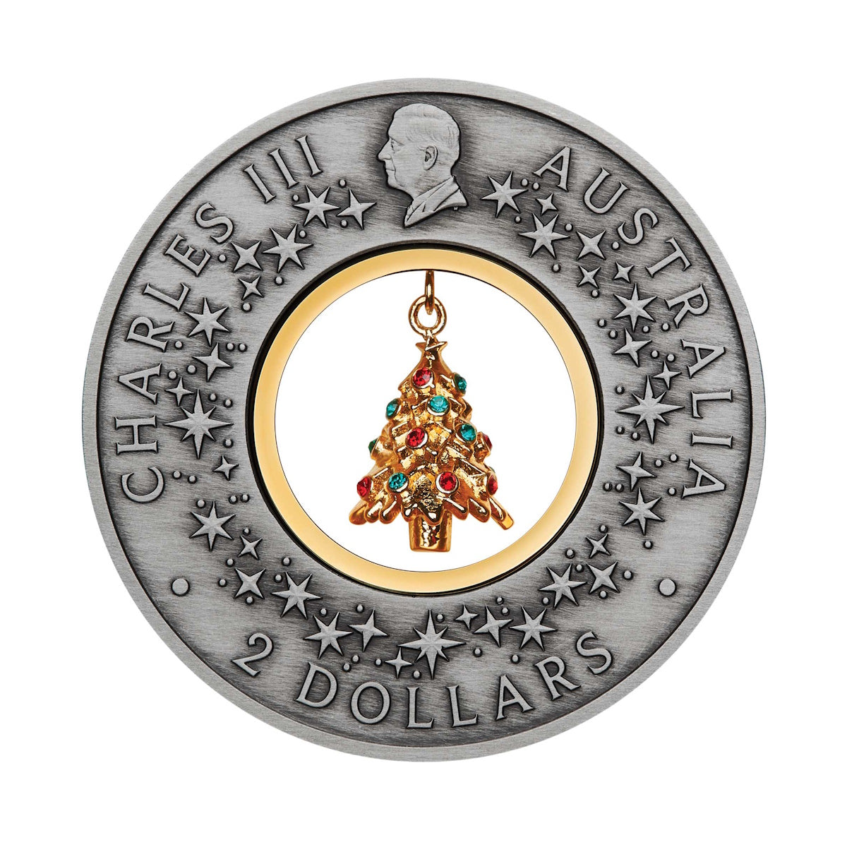 2025 Santa's Workshop 2oz Silver Antiqued Coloured Coin