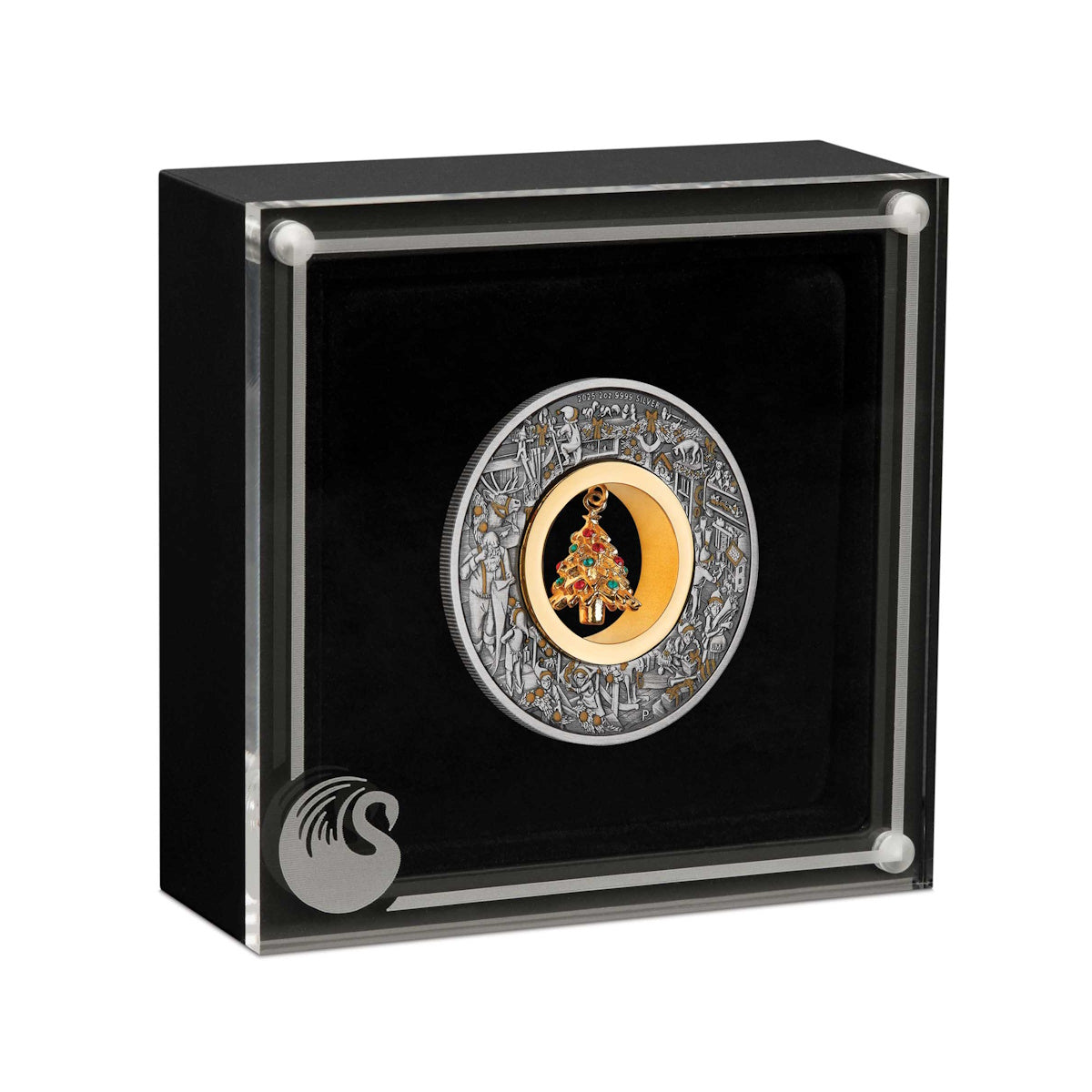 2025 Santa's Workshop 2oz Silver Antiqued Coloured Coin