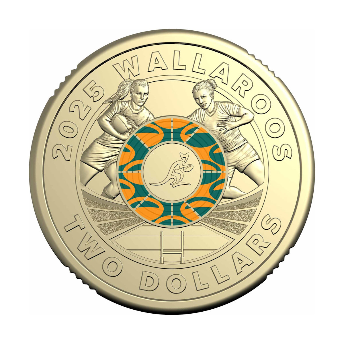 2025 $2 Uncirculated Coloured Two-Coin Set - Wallabies and Wallaroos Rugby Australia