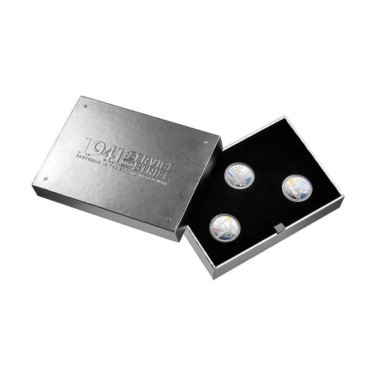 2026 Australia WWII Service Amid Strife 20c Coloured Silver Proof 3-Coin Set