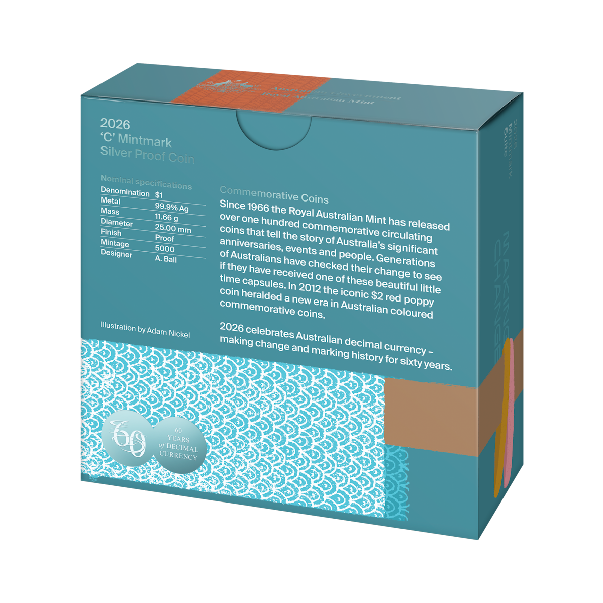 2026 60th Anniversary of Decimal Currency $1 C Mintmark Fine Silver Proof Coin