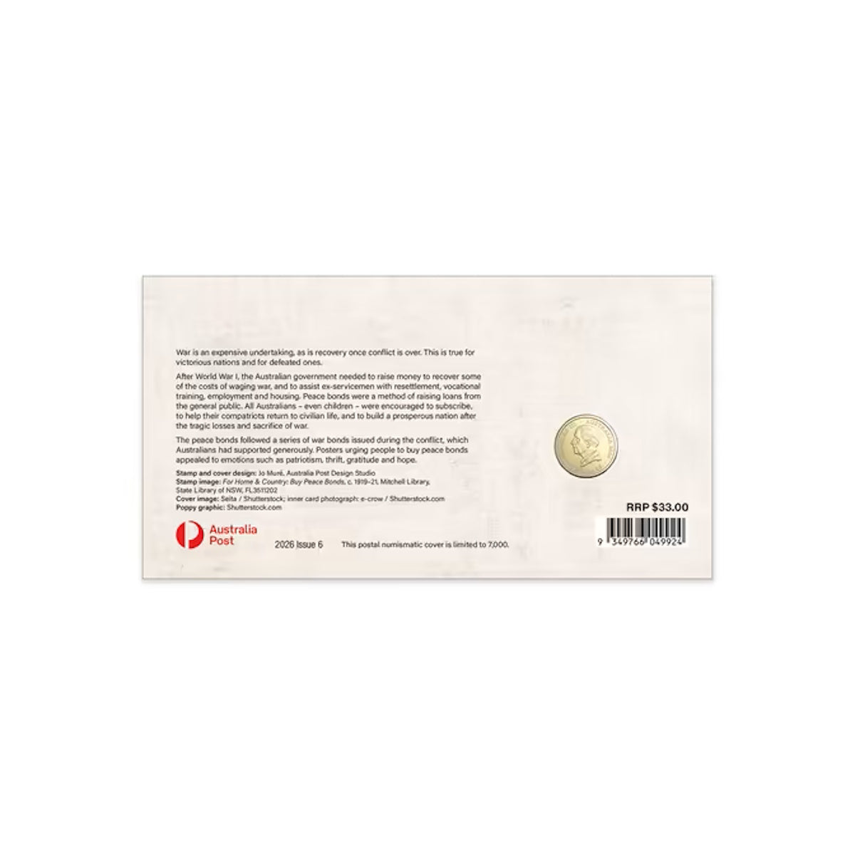 2026 ANZAC Day Lest We Forget Dawn of Service Postal Numismatic Cover (PNC)
