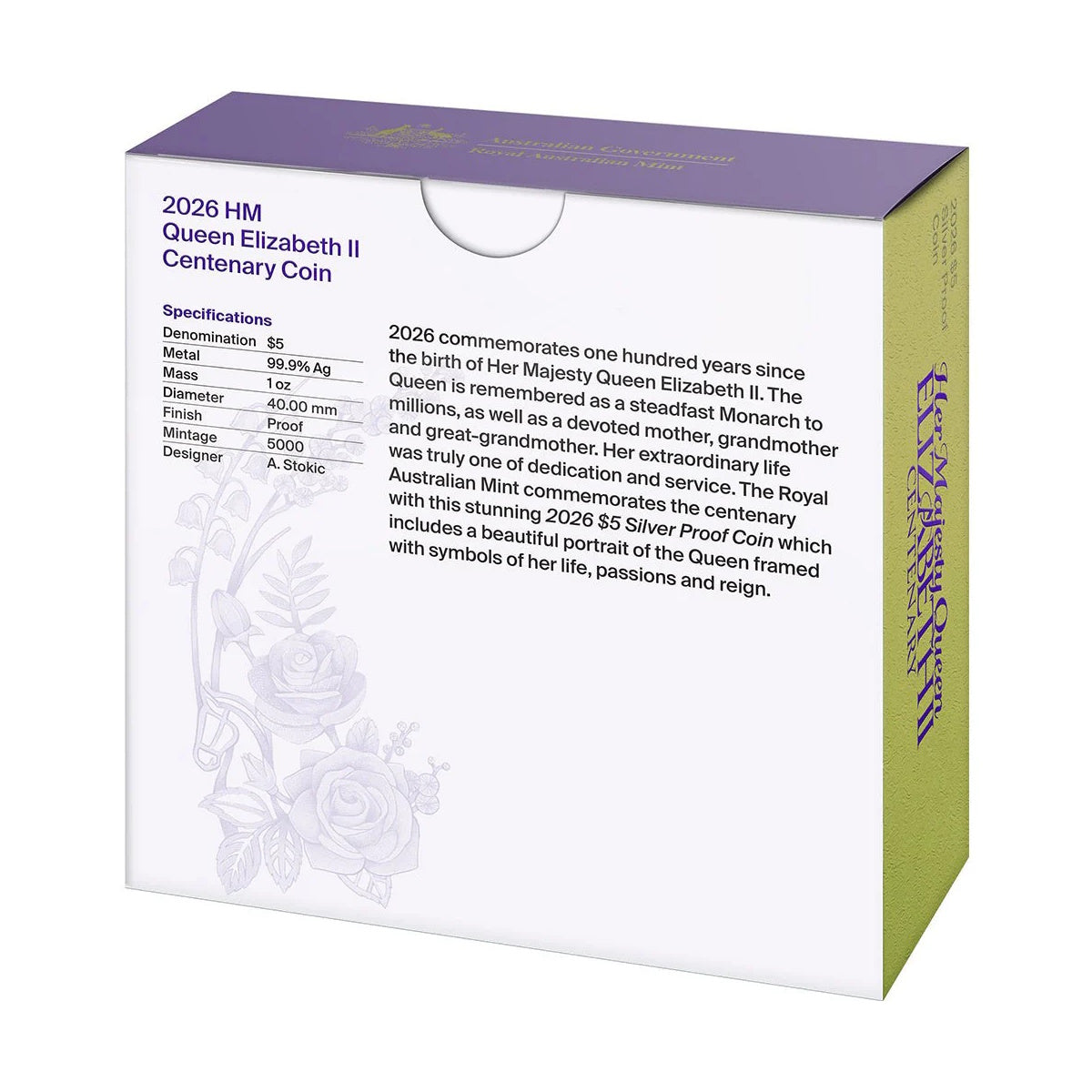 2026 HM Queen Elizabeth II Centenary of Birth 1oz Silver Proof $5 Coin