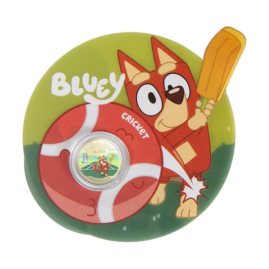 2027 $1 Bluey Cricket Coloured Uncirculated Coin