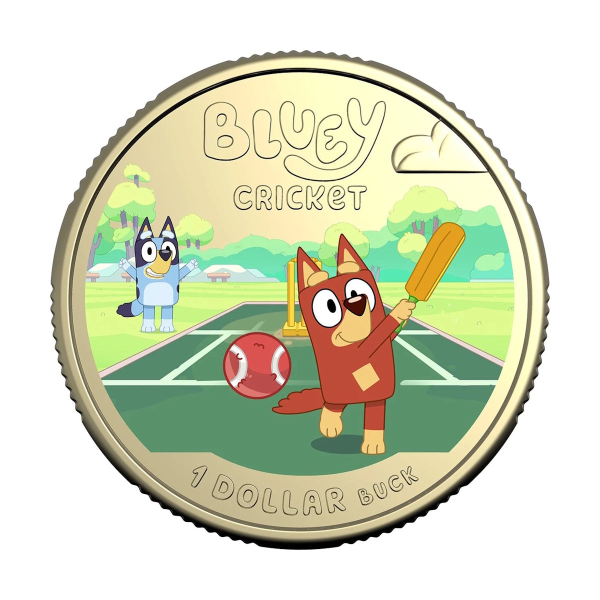 2027 $1 Bluey Cricket Coloured Uncirculated Coin