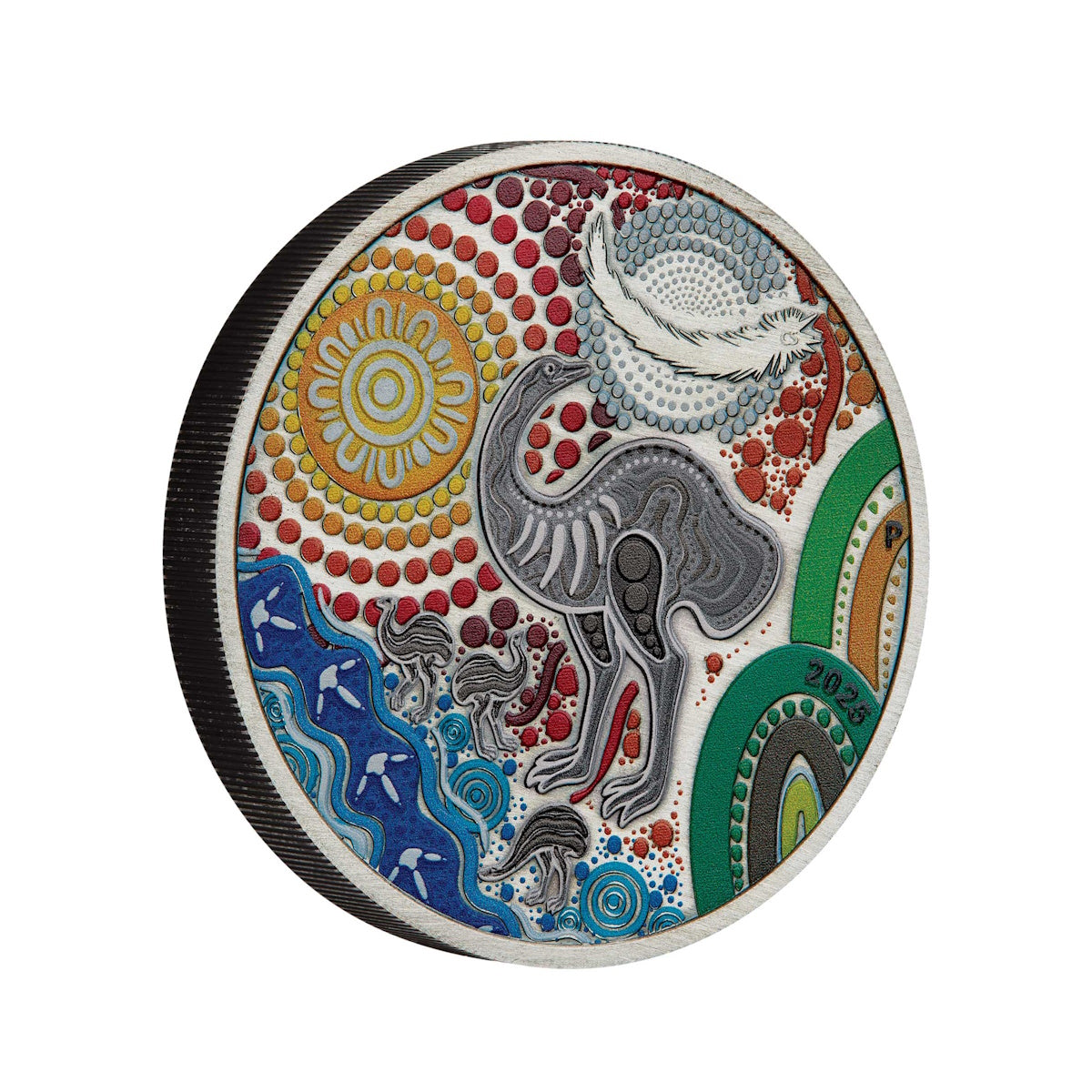 2025 Emu Utingat 2oz Silver Antiqued Coloured Coin