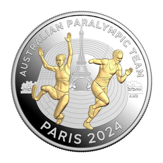 2024 Australian Paralympic Team $5 Selectively Gold-Plated Proof Coin